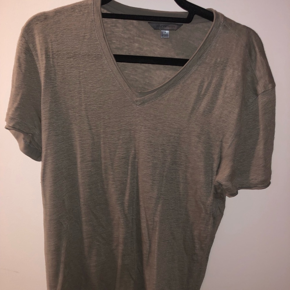 John Varvatos Raw-Edge V-Neck Short-Sleeved Shirt